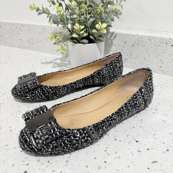 Tory Burch Chase Ballet Nappa Tweed Flat Size 8.5 SJ - Picture 2 of 5